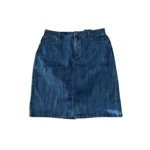 basic editions Blue Jeans mid rise Skirt Denim Women's Size M Stretch Cotton